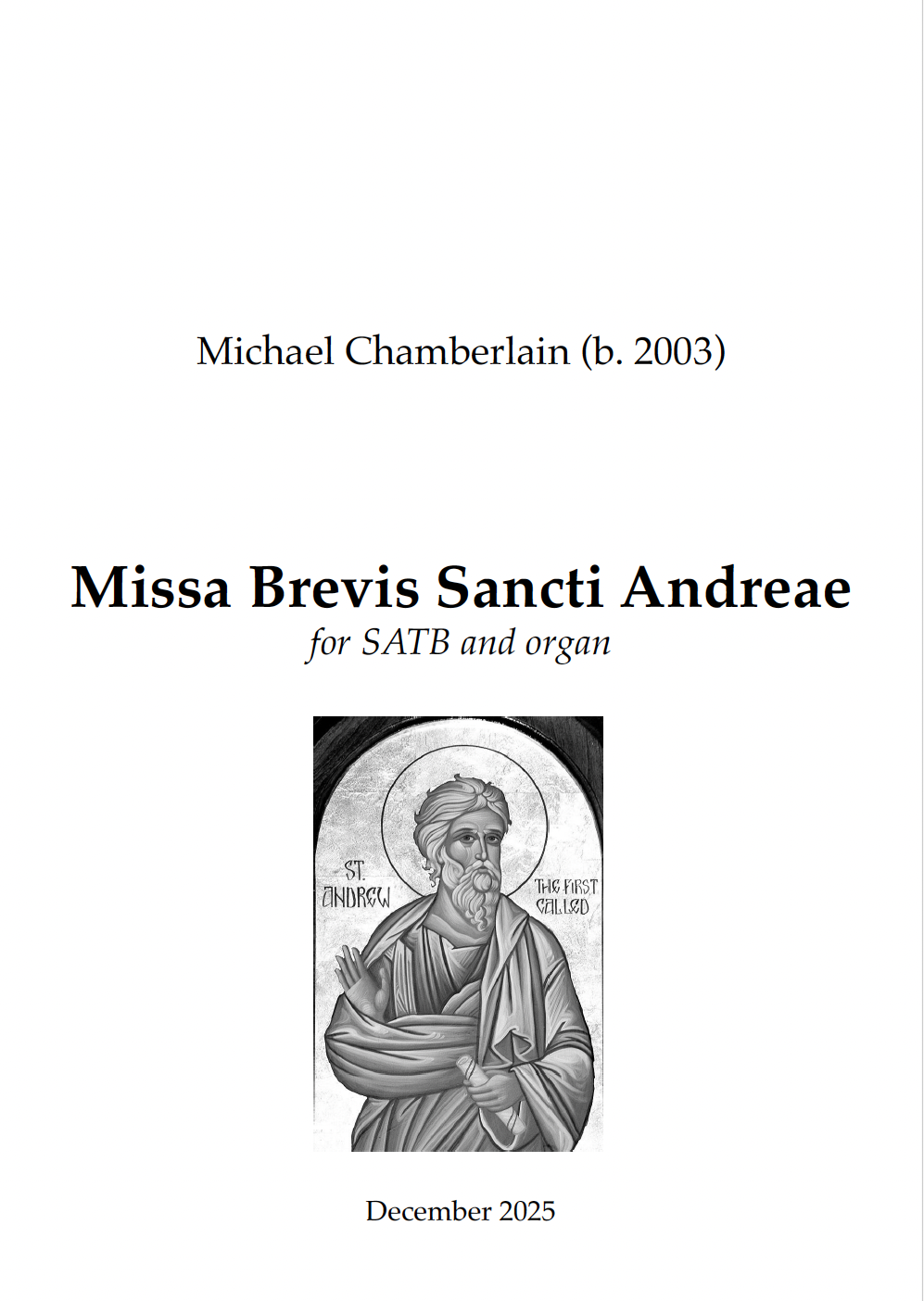 Frontispiece for Missa Brevis Sancti Andreae